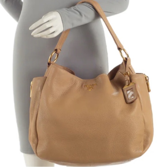 Prada Vitello Daino Side Pocket Zip Large Hobo/Authentic - Picture 2 of 13